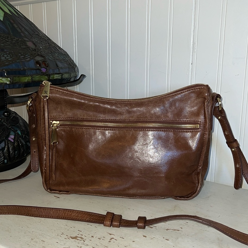 Hobo brown leather shoulder or crossbody purse
